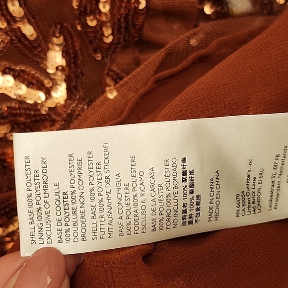 Anthropologie Womens Burnt Orange Floral Sequin Cut Out Blouse Top Size XL - Picture 4 of 16